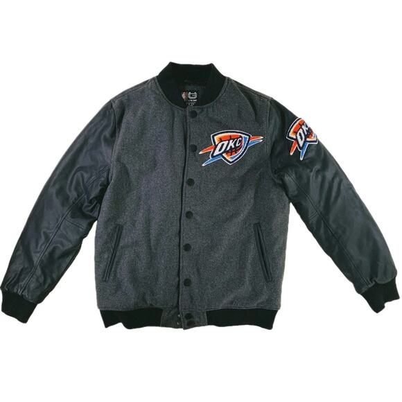 Ultra Game OKC NBA Varsity Jacket Men's Medium Embroidered Logo Quilted Lining - Picture 2 of 14